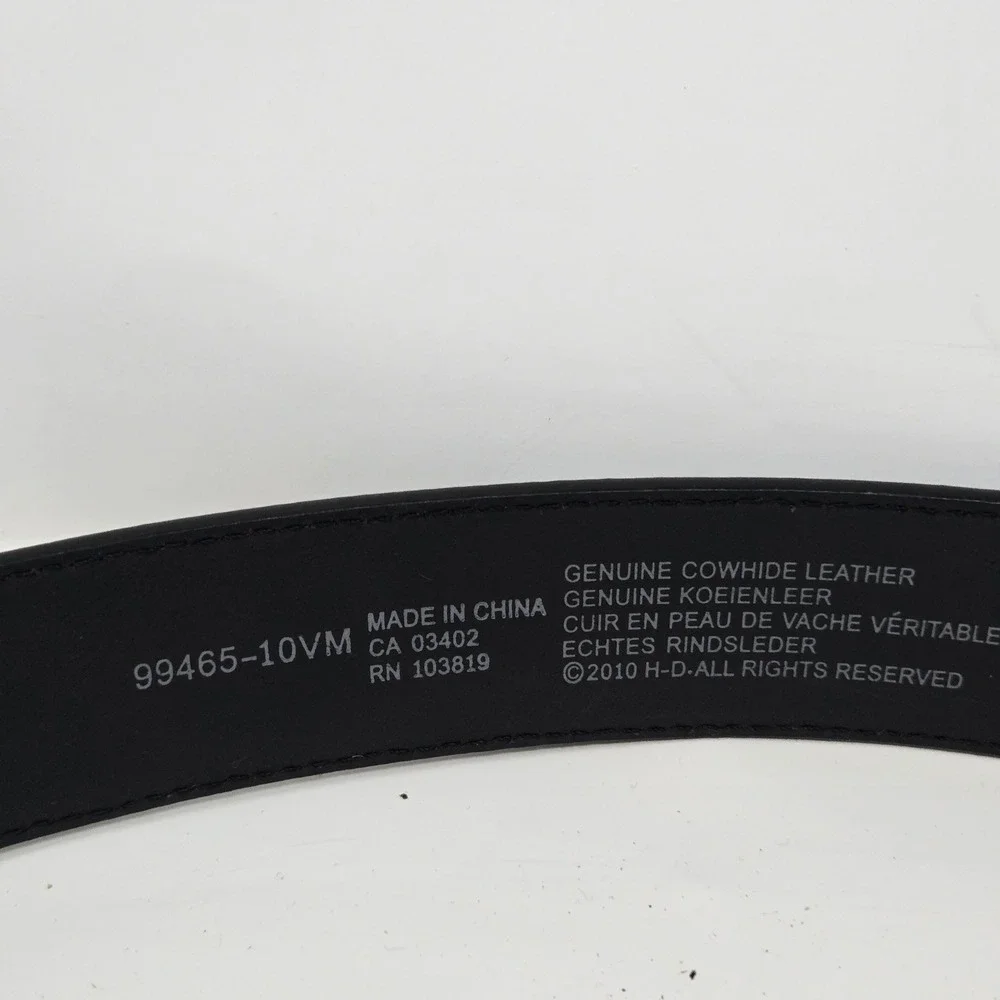Harley-Davidson Mens Black Leather Studded Metal Logo Belt 99465-10VM Size 40
